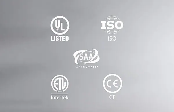Marchi di certificazione UL, ISO, SAA, ETL e CE